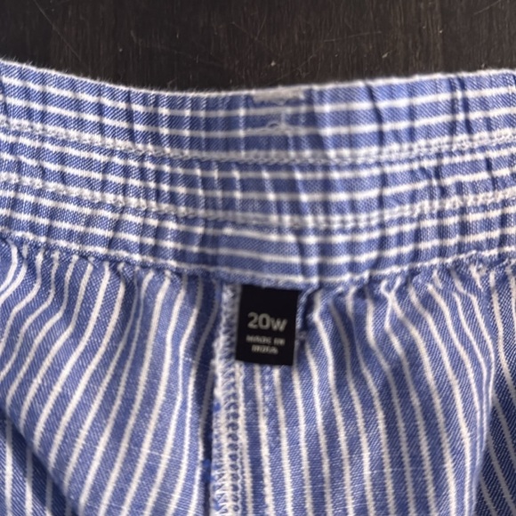 Talbots Blue Stripe Easy Drawstring Linen Blend Wide Leg Pants Size 20W - Picture 3 of 9